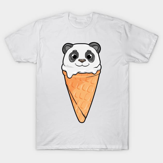 Panda with Waffle and Ice cream T-Shirt by Markus Schnabel